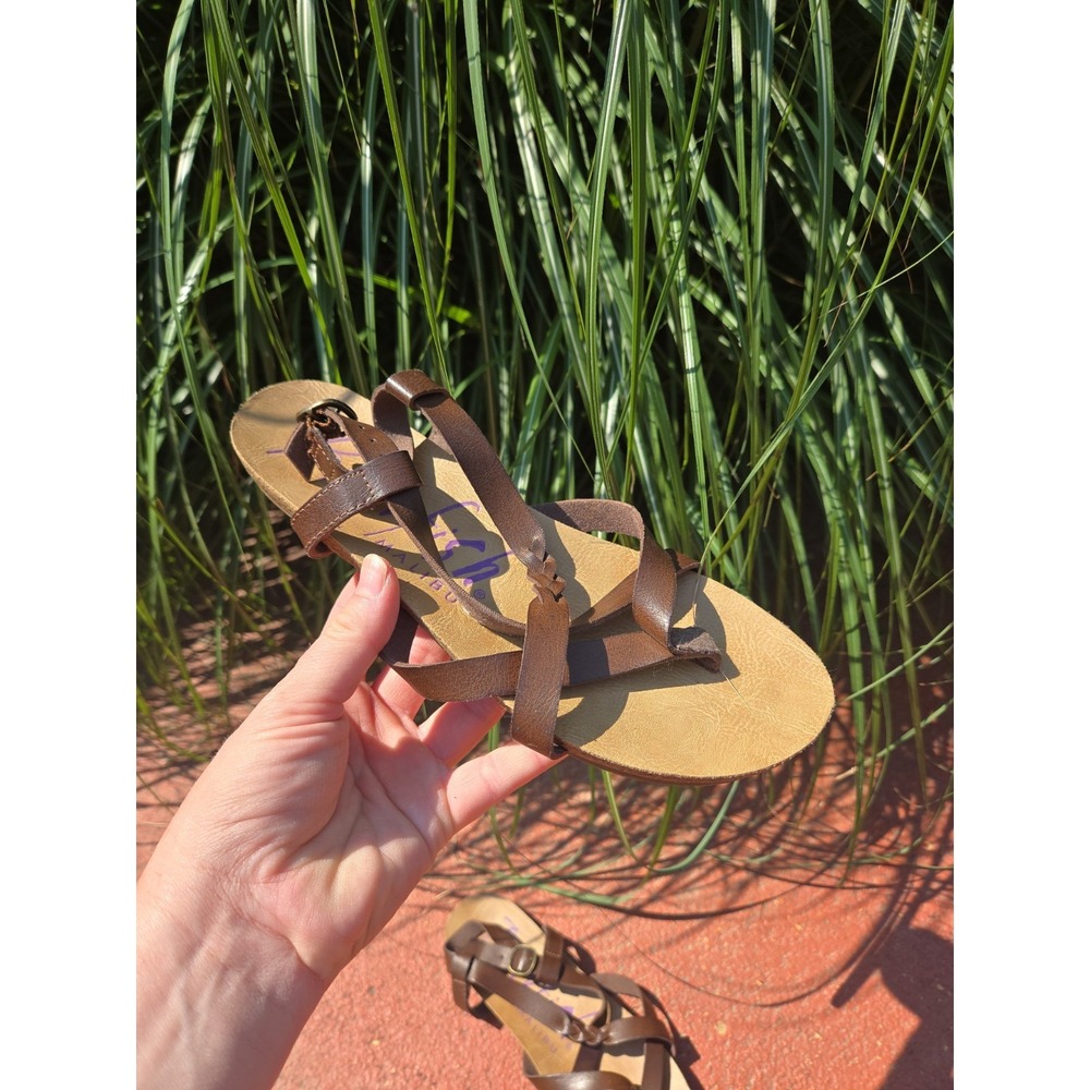 Blowfish Malibu Granola Women's‎ Brown Sandals Size 6 Vegan Vaca Beach Tropical